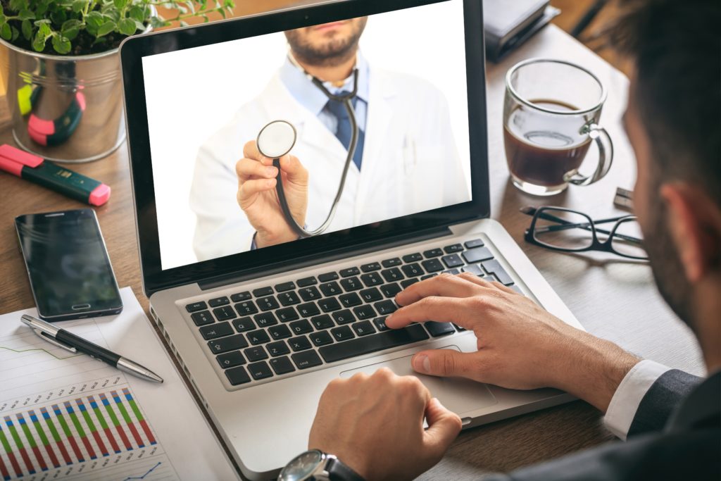 Doctor on a computer screen